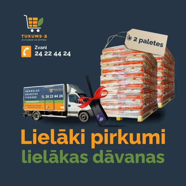 Pērc 2 paletes, dāvanā lāpstiņa un piegāde 30 km rādiusā bez maksas.