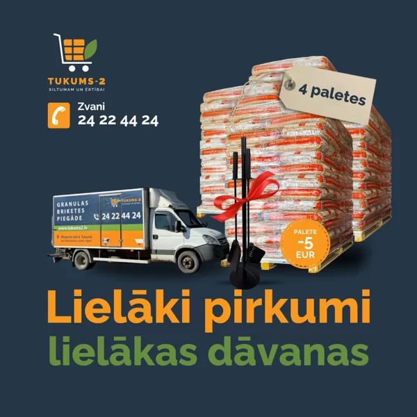 Pērc 4 paletes, dāvanā krāsns piederumu komplekts, piegāde 30 km rādiusā bez maksas un kat