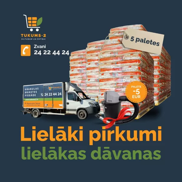 Pērc 5 paletes, dāvanā pelnu putekļusūcējs, piegāde 30 km rādiusā bez maksas un katrai pal